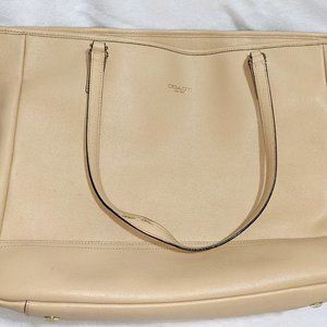 Coach Tan Saffiano Cross Grain Leather Handbag Large Coach Tote Bag